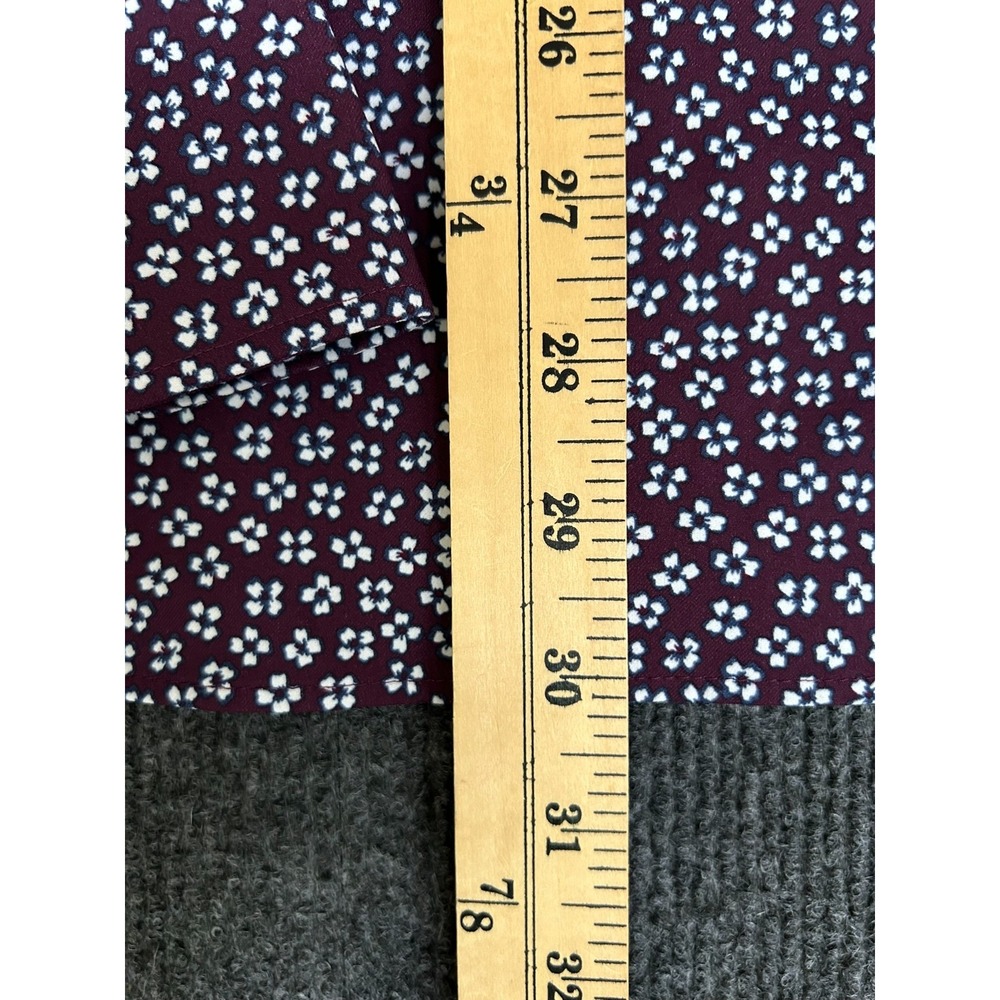 Bonobos Mens L Slim Fit Shirt LS Button Down Stretch Burgundy White Flowers - Picture 13 of 14